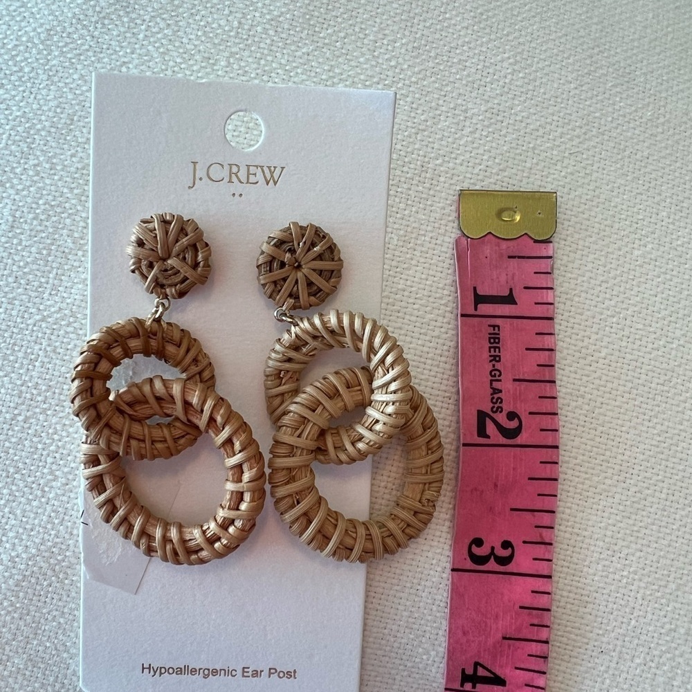 NWT J.Crew Interlocking Rattan Hoop Earrings - Picture 6 of 9